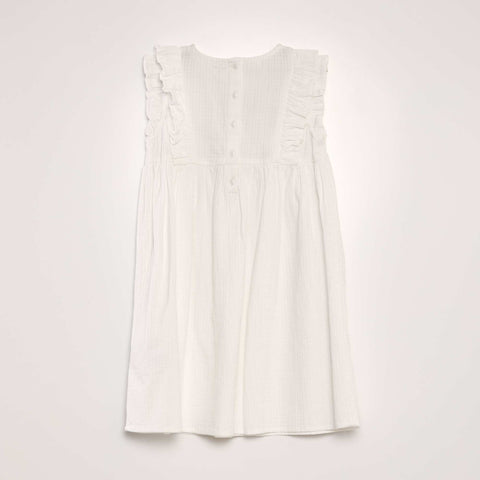 Robe en coton dobby volantée et brodée