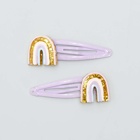 Lot de 2 pinces clic-clac + 8 élastiques à paillettes