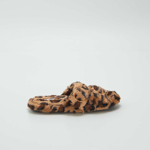 Chaussons en fourrure léopard