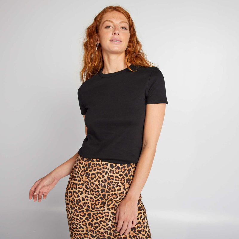 T-shirt en coton épais – Noir – Kiabi Maroc