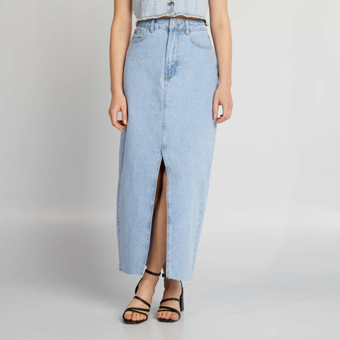 Jupe longue en denim avec maxi fente