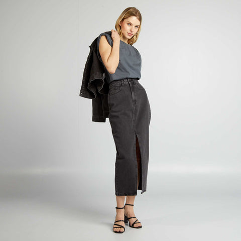Jupe midi en denim fendue