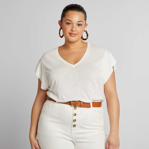 Tee-shirt en lin manches chauve-souris