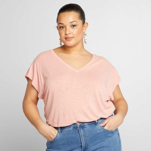 Tee-shirt en lin manches chauve-souris