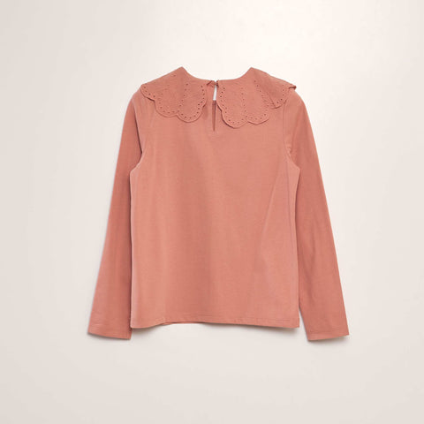 T-shirt à col en broderie anglaise