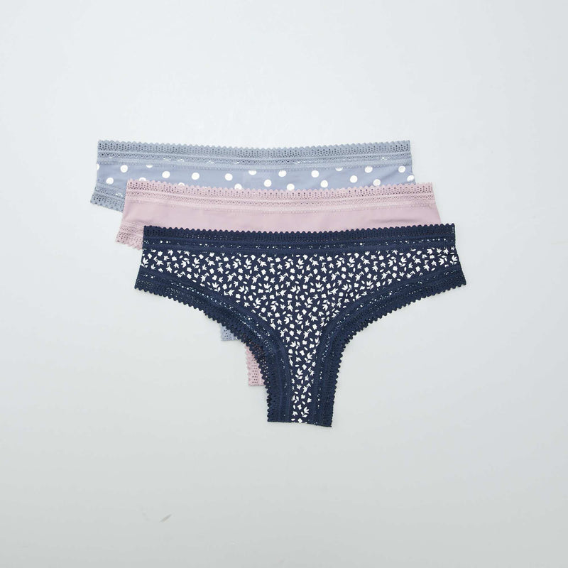 Lot de 3 tangas en microfibre imprimé – VIOLET – Kiabi Maroc