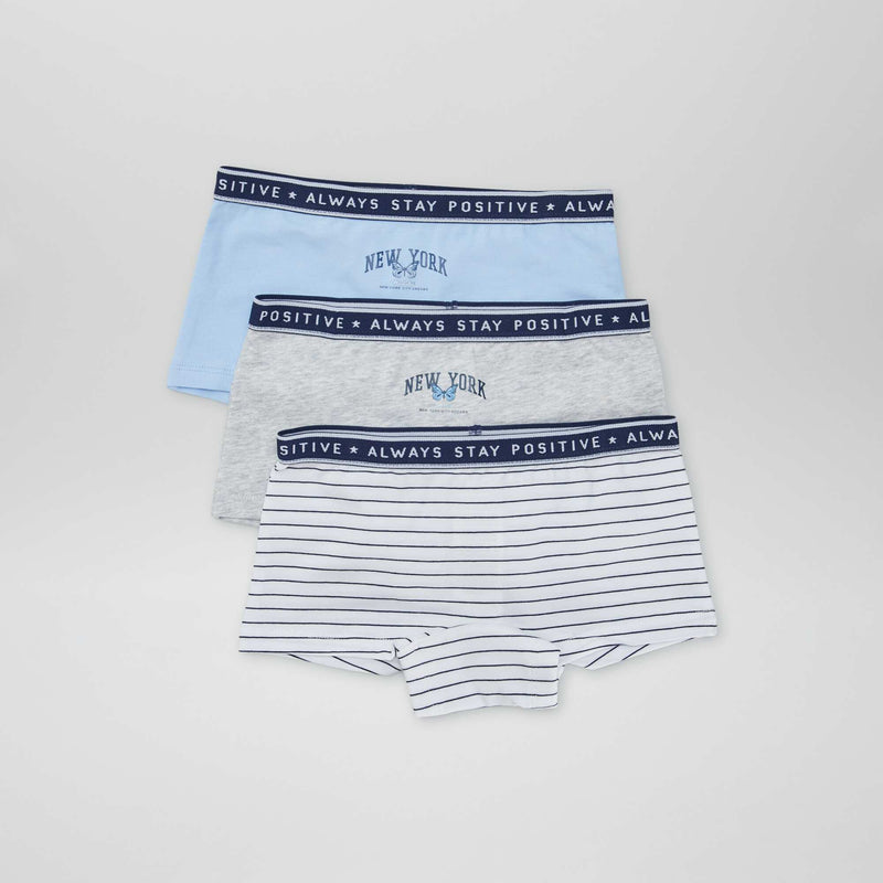 Shorties en jersey - Lot de 3 – Gris/blanc/bleu – Kiabi Maroc