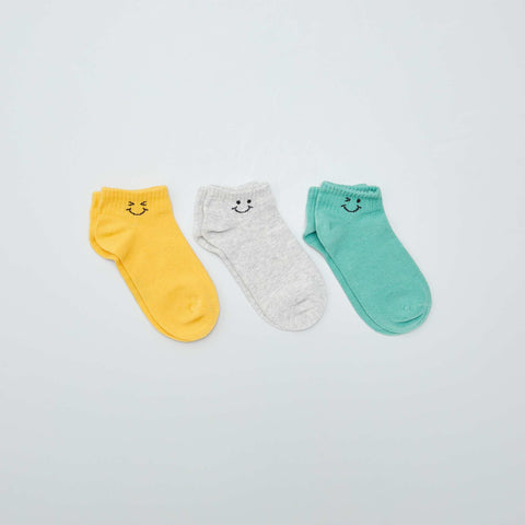 Lot de 3 chaussettes invisibles avec smiley