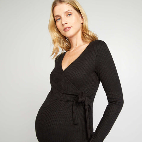 Robe pull d'allaitement maille côtelée