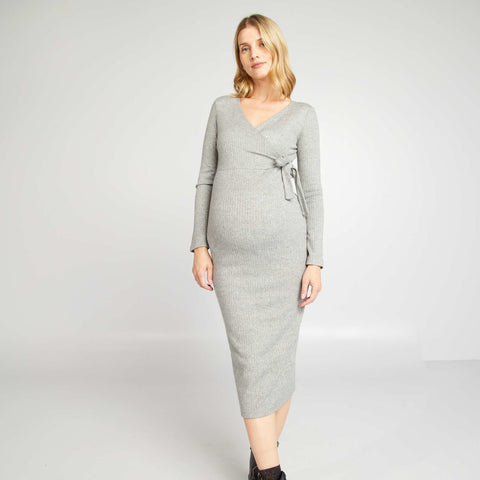 Robe pull d'allaitement maille côtelée