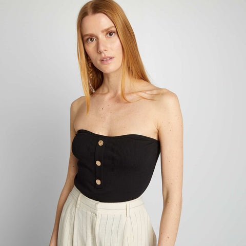 Top bustier à boutons fantaisies