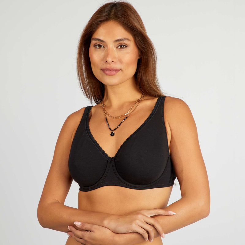 Soutien-gorge D&E en coton – Noir – Kiabi Maroc