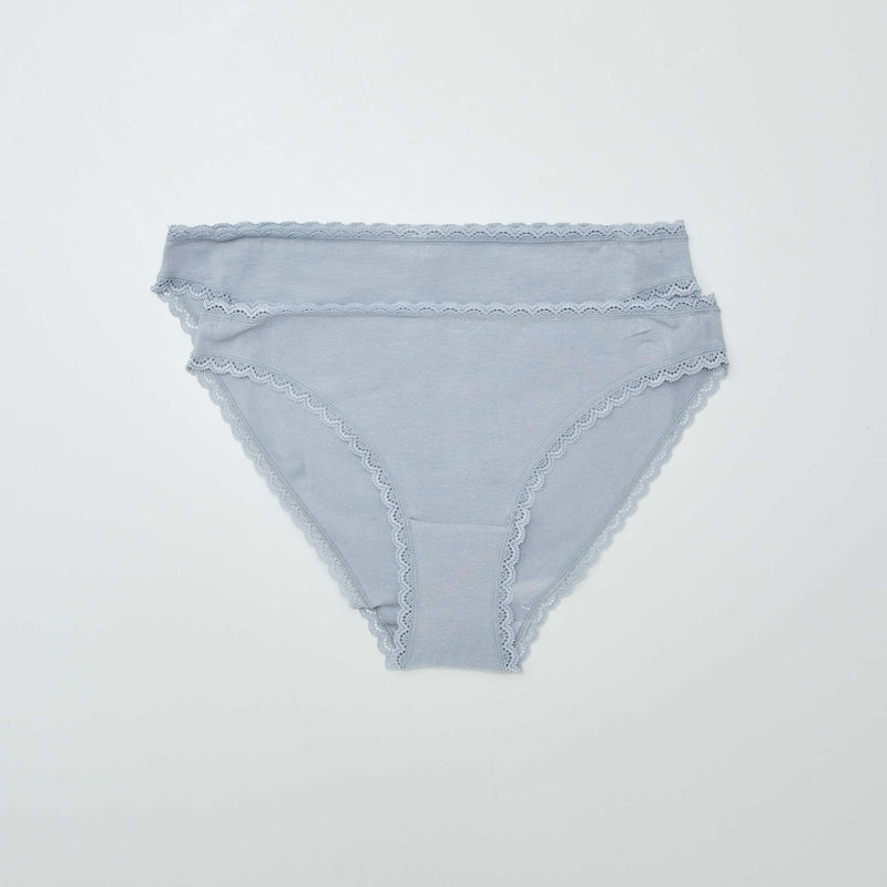Lot de 2 culottes en coton – bleu grisé – Kiabi Maroc