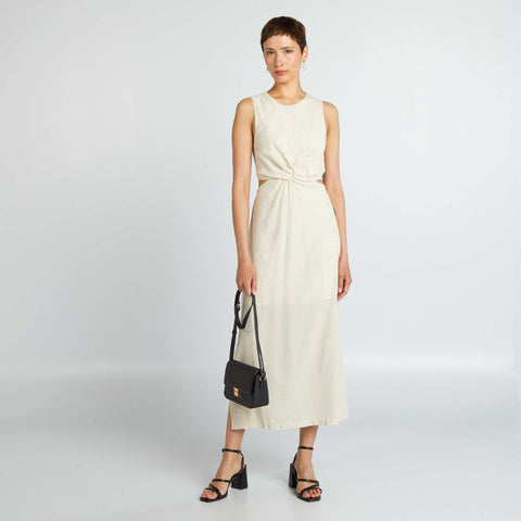 Robe longue torsadée à rayures