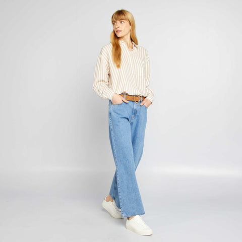 Chemisier long avec poche poitrine avec 20% de lin