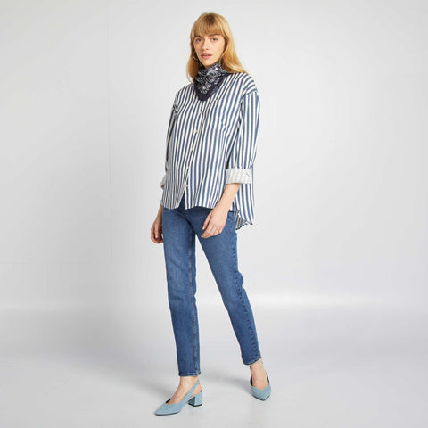 Chemisier long avec poche poitrine avec 20% de lin