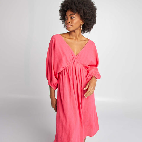 Robe midi avec motif et manches 3/4