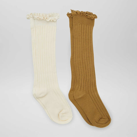 Lot de 2 chaussettes hautes côtelées