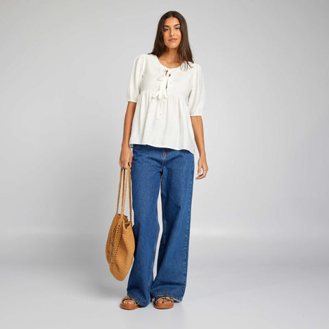 Blouse bouffante courte avec nœuds