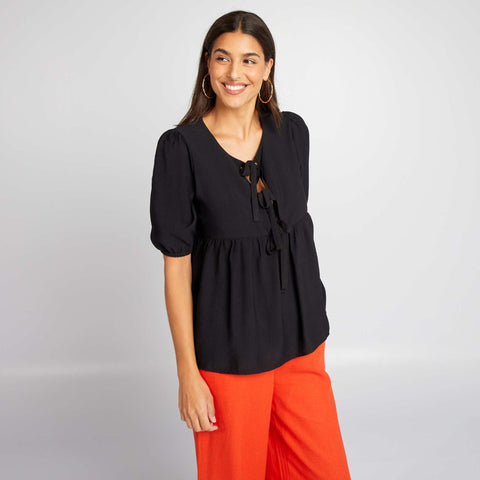 Blouse bouffante courte avec nœuds