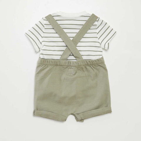 Ensemble salopette short + t-shirt - 2 pièces
