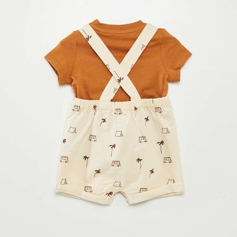 Ensemble salopette short + t-shirt - 2 pièces