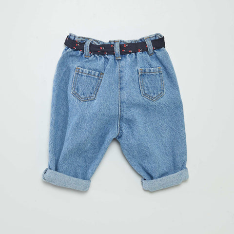 Jean paperbag + ceinture à motif