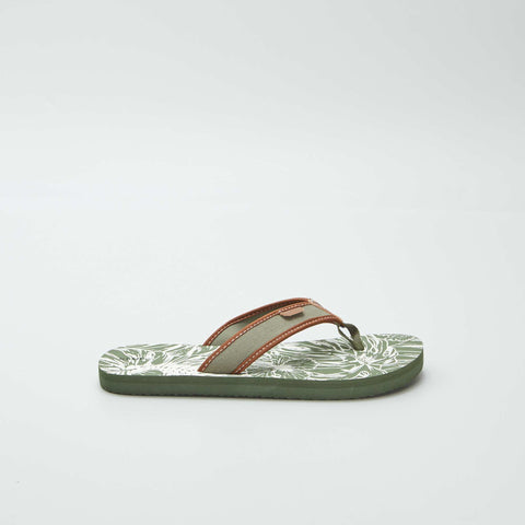 Tongs imprimées avec lanières en tissu