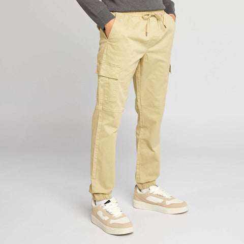 Pantalon multipoches avec ceinture élastique + cordons