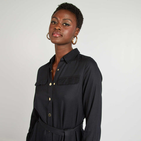 Robe midi ceinturée
