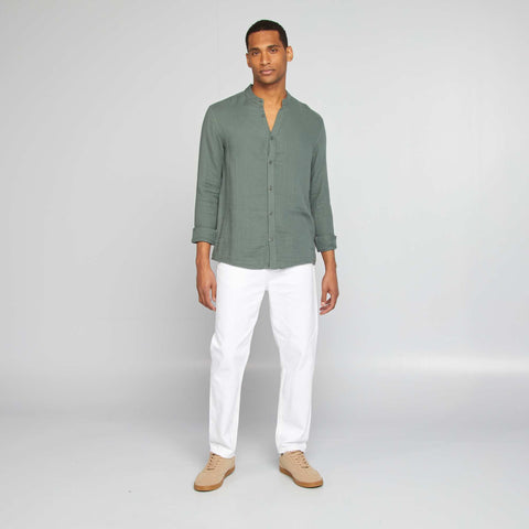 Chemise dobby coupe droite :col rond