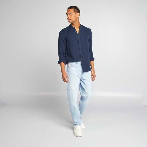 Chemise dobby coupe droite :col rond