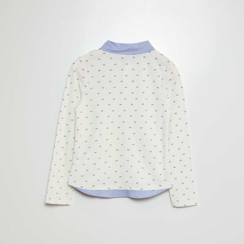 Polo en piqué de coton effet 2 en 1