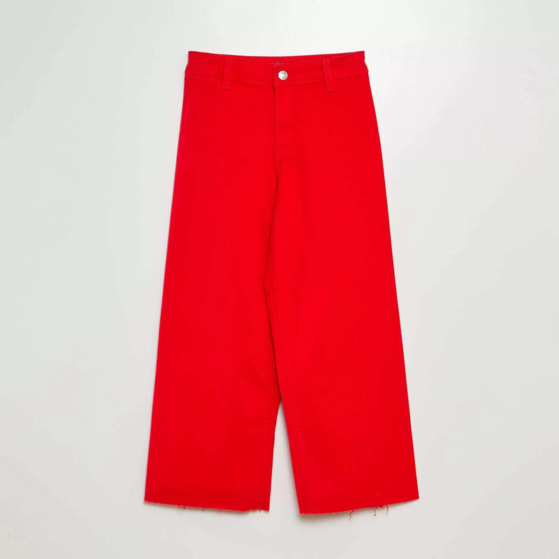 Pantalon en jean coupe large / wide leg – Rouge – Kiabi Maroc