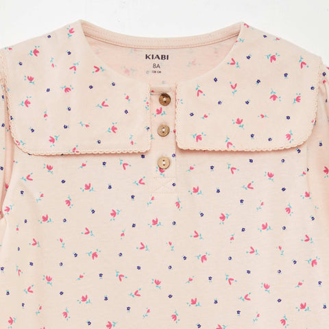 Tee-shirt avec col claudine carré