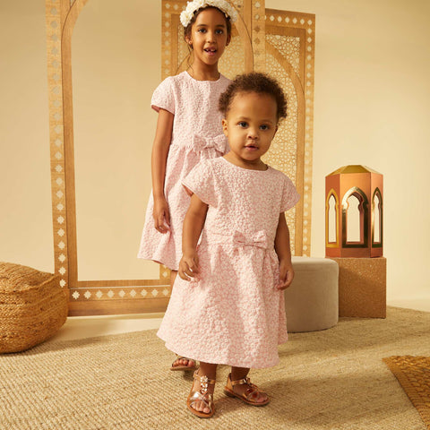 Robe en maille épaisse de cérémonie broderies 'fleurs'
