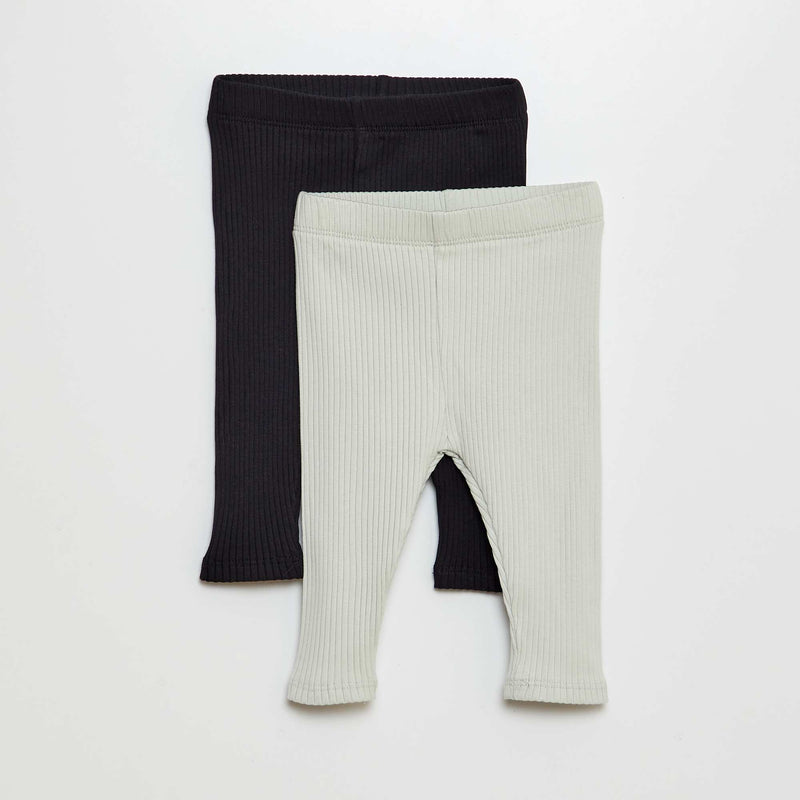 Lot de 2 leggings côtelés – Noir/vert – Kiabi Maroc