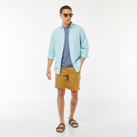Chemise en lin mélangé rayée
