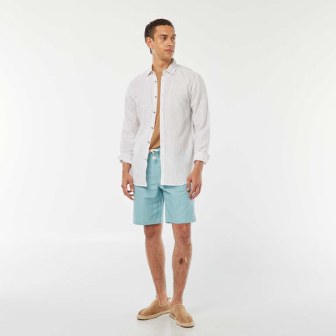 Chemise en lin mélangé rayée