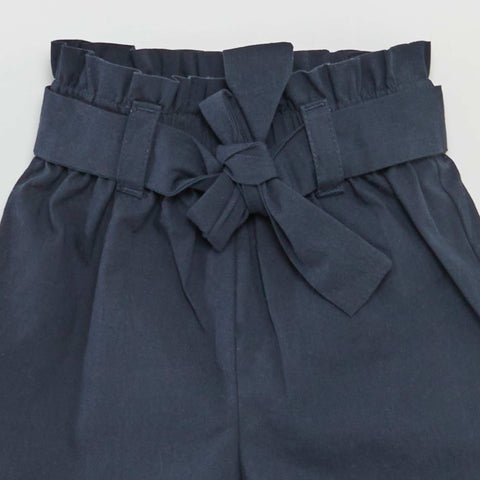 Short en popeline avec ceinture