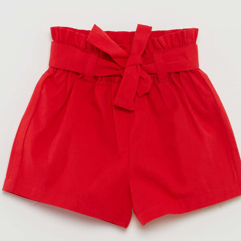 Short en popeline avec ceinture