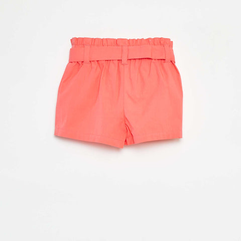 Short en popeline avec ceinture