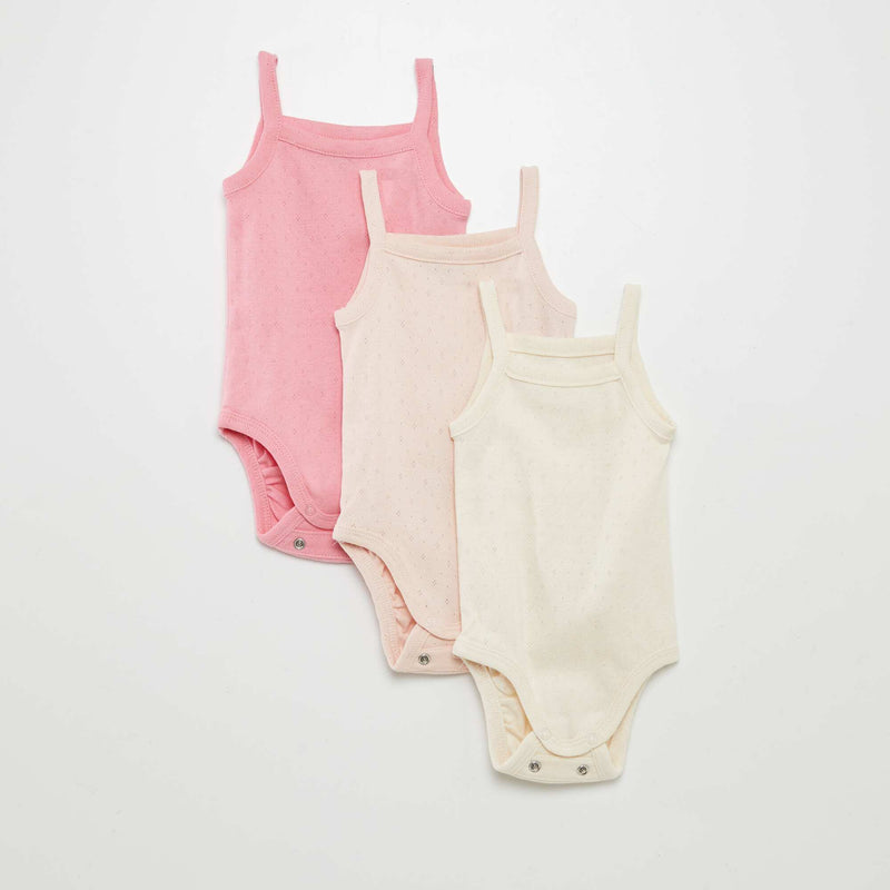 Bodies évolutifs à bretelles - lot de 3 – Rose – Kiabi Maroc