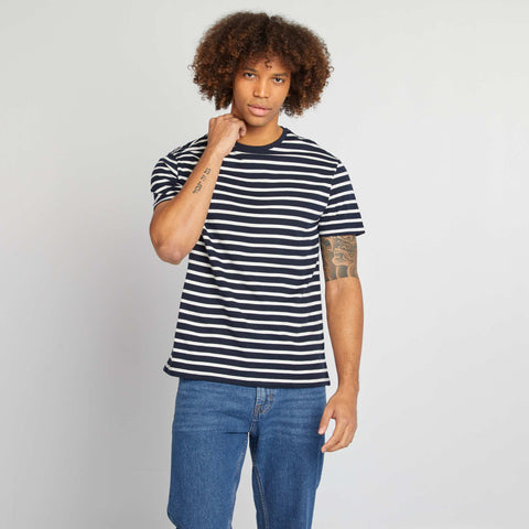 T-shirt rayé manches courtes col rond