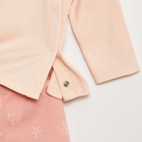 Ensemble pyjama t-shirt + pantalon avec pieds - 2 pièces