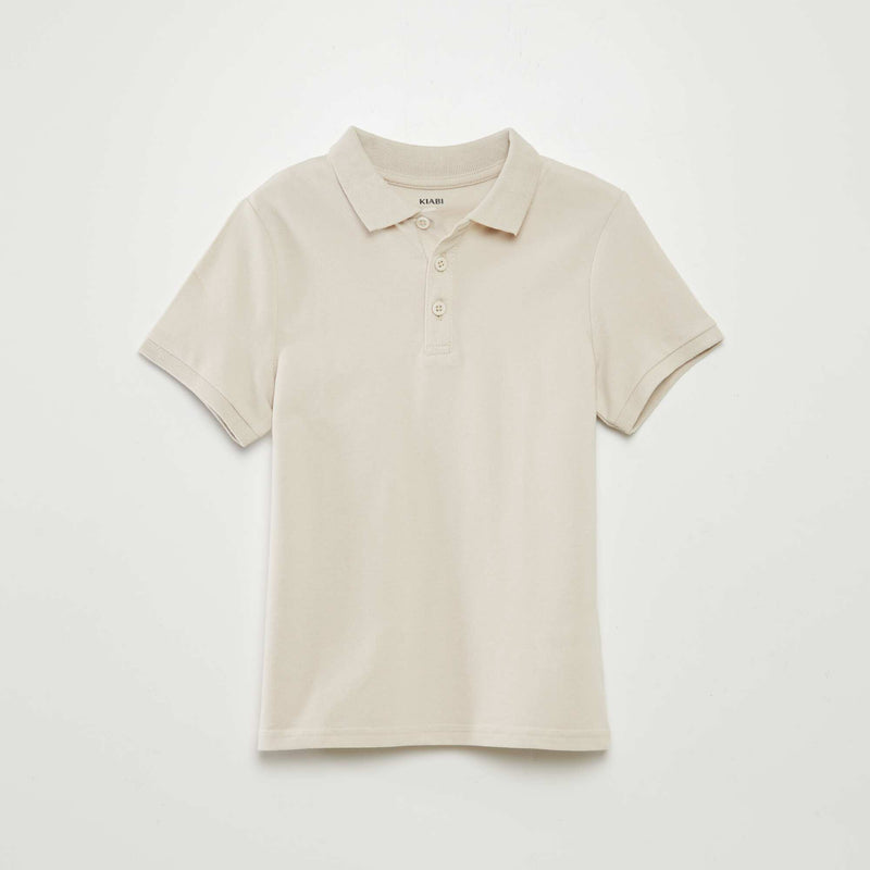 Polo uni en maille piquée – Beige – Kiabi Maroc