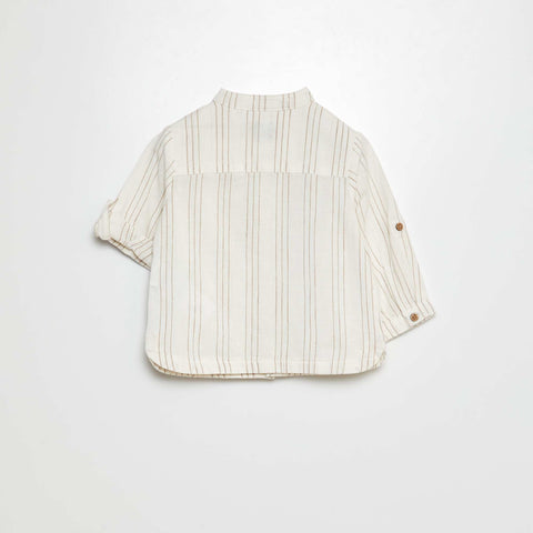 Chemise col mao manches retroussables