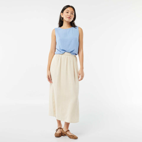 Blouse crop en lin mélangé