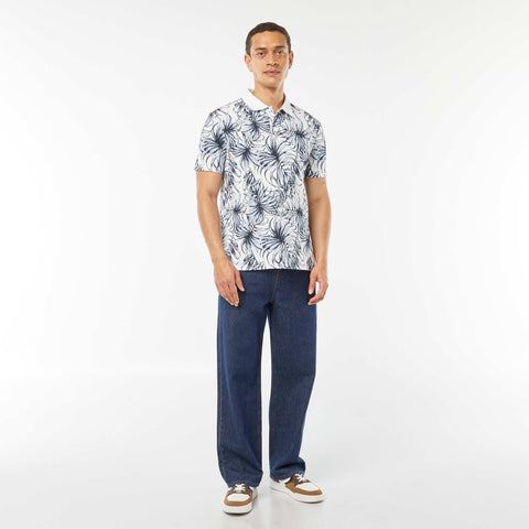 Polo en piqué de coton avec imprimé