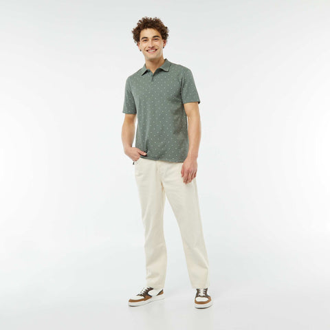 Polo en piqué de coton avec imprimé